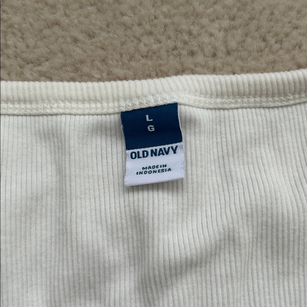Old Navy Off-White Ruffle Sleeve Ribbed Tank Top - Size L - Picture 2 of 5